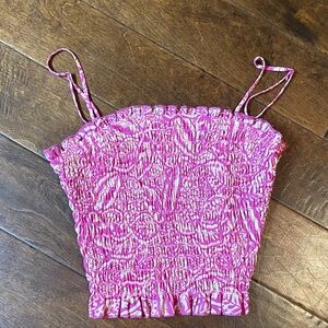 Sienna Sky Pink and White Smocked Camisole